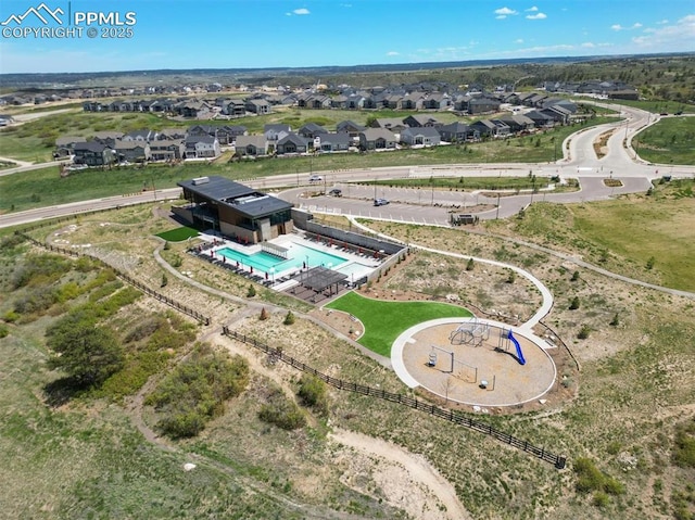 3293 Offbeaten Pl, Castle Rock, CO 80108 - aerial view of residential area with a pool