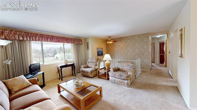 4012 Maxwell Pl, Colorado Springs, CO 80909 - carpeted living room featuring ceiling fan