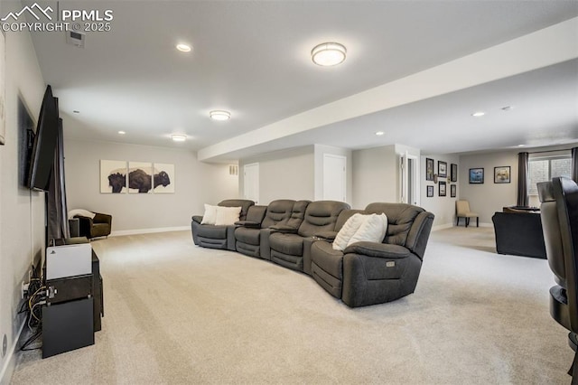 6898 Sedgerock Ln, Colorado Springs, CO 80927 - carpeted living room with baseboards and recessed lighting