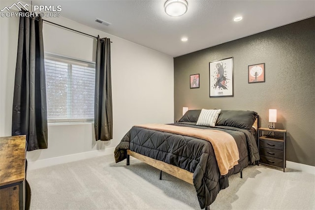 6898 Sedgerock Ln, Colorado Springs, CO 80927 - carpeted bedroom featuring baseboards, recessed lighting, and a textured wall