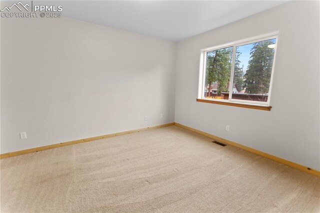 carpeted empty room with baseboards