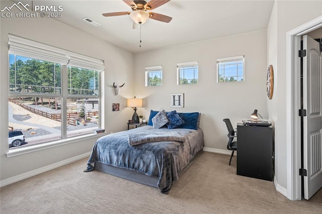 16231 Thunder Cat Way, Monument, CO 80132 - bedroom with carpet floors, baseboards, and a ceiling fan