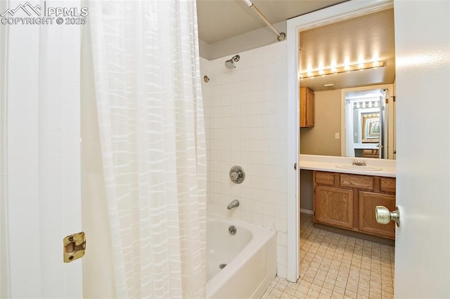 124 W Rockrimmon Blvd Unit 103, Colorado Springs, CO 80919 - bathroom with shower / bath combination with curtain, tile patterned flooring, and vanity