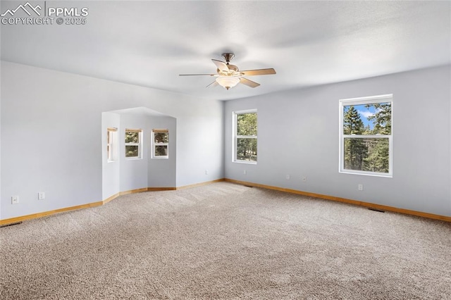 16 Echo Cir, Florissant, CO 80816 - empty room featuring carpet flooring, a ceiling fan, and baseboards