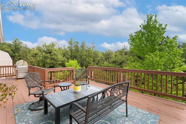 17575 Minglewood Trl, Monument, CO 80132 - wooden deck with area for grilling