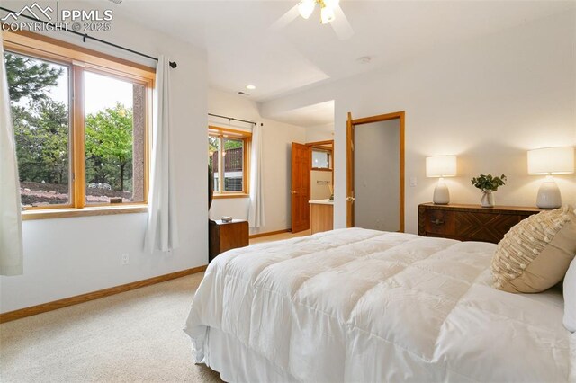 17575 Minglewood Trl, Monument, CO 80132 - bedroom with baseboards, carpet floors, and a ceiling fan