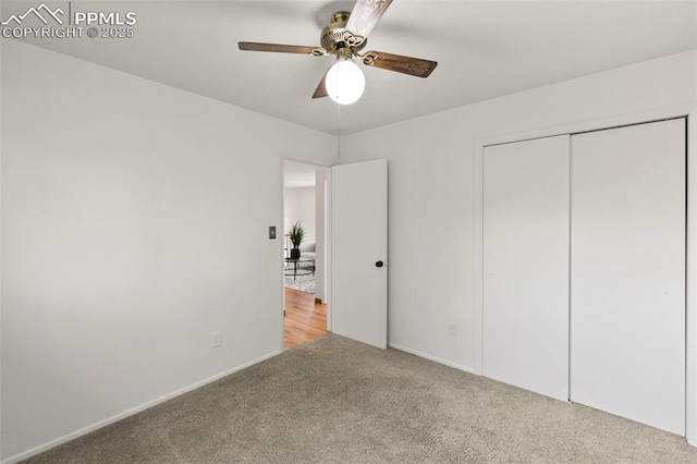 514 Dexter St, Colorado Springs, CO 80911 - unfurnished bedroom featuring carpet, a closet, ceiling fan, and baseboards