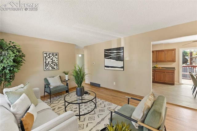 514 Dexter St, Colorado Springs, CO 80911 - living room featuring light wood-type flooring and a textured ceiling