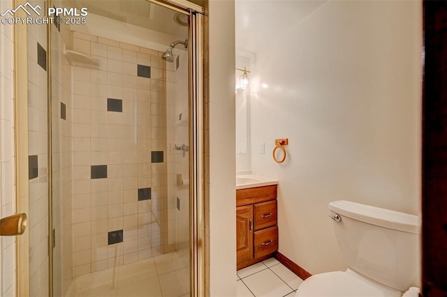 458 S Downing St, Denver, CO 80209 - full bath with toilet, tile patterned flooring, a shower stall, and vanity
