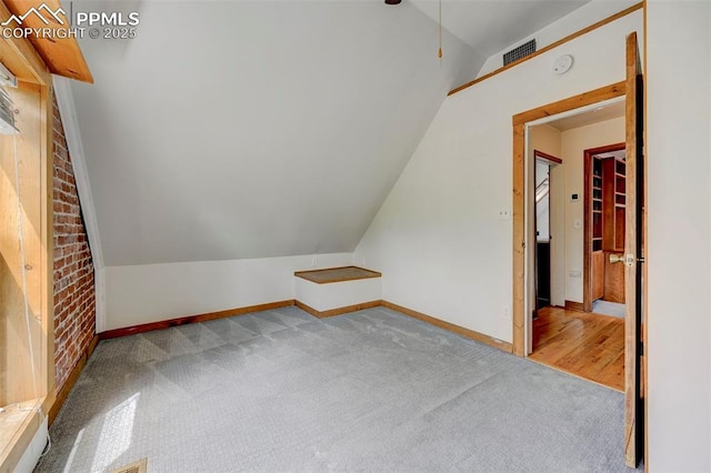 458 S Downing St, Denver, CO 80209 - bonus room with carpet flooring, vaulted ceiling, and baseboards