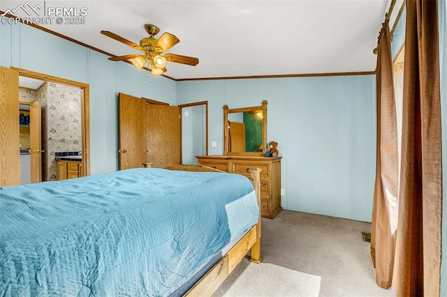 20625 El Nino Pt, Fountain, CO 80817 - bedroom with ornamental molding, carpet, and ceiling fan