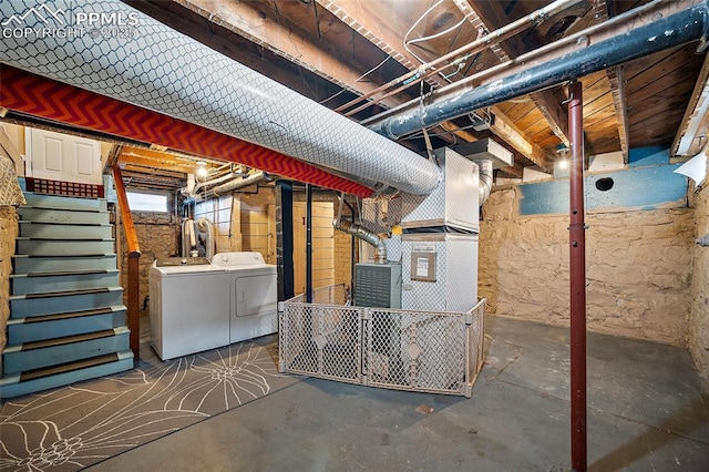 806 E Platte Ave, Colorado Springs, CO 80903 - below grade area featuring separate washer and dryer and stairs