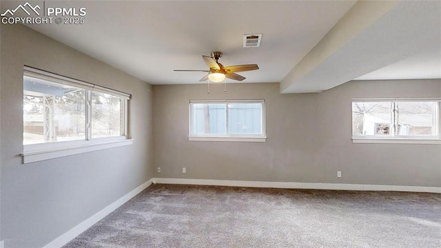 1636 Shenandoah Dr, Colorado Springs, CO 80910 - carpeted spare room featuring a ceiling fan and baseboards
