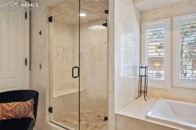 3285 El Pomar Rd, Colorado Springs, CO 80906 - full bathroom with a garden tub and a stall shower