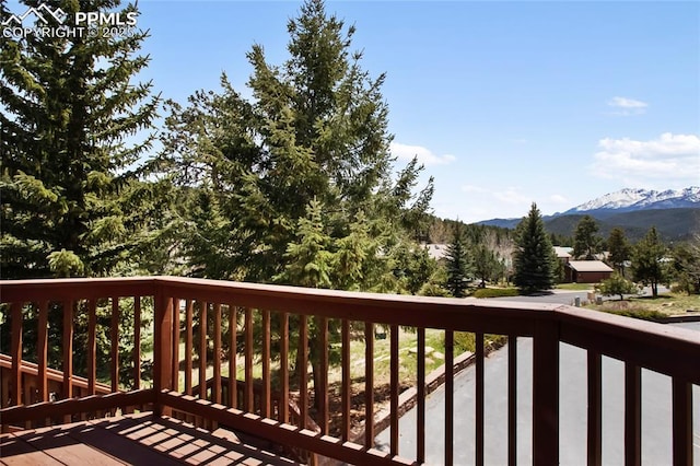 deck featuring a mountain view