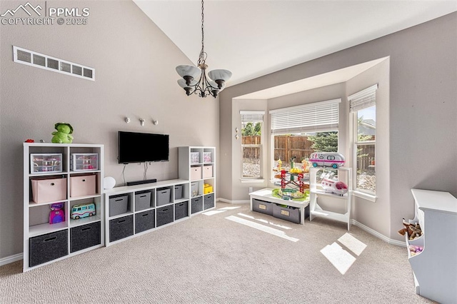 1828 Aquamarine Ct, Castle Rock, CO 80108 - game room featuring a chandelier, baseboards, and carpet flooring