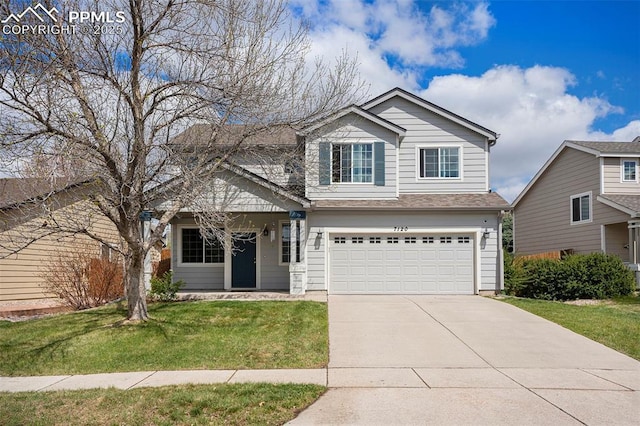 7120 Bonnie Brae Ln, Colorado Springs, CO 80922 - view of front of property featuring an attached garage, driveway, and a front lawn