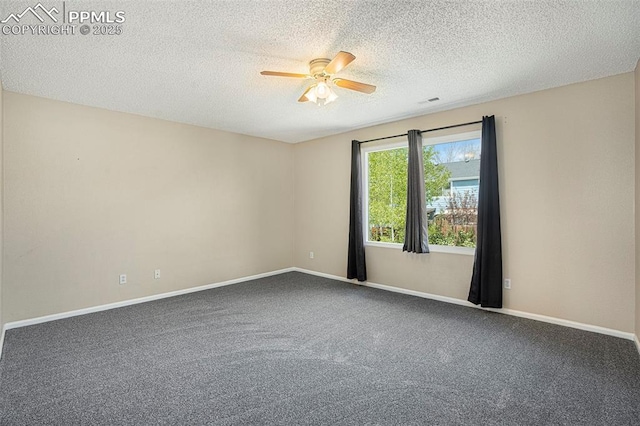 7120 Bonnie Brae Ln, Colorado Springs, CO 80922 - unfurnished room with a ceiling fan, carpet flooring, a textured ceiling, and baseboards