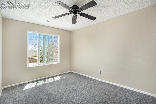 7120 Bonnie Brae Ln, Colorado Springs, CO 80922 - carpeted empty room with a textured ceiling, baseboards, and ceiling fan