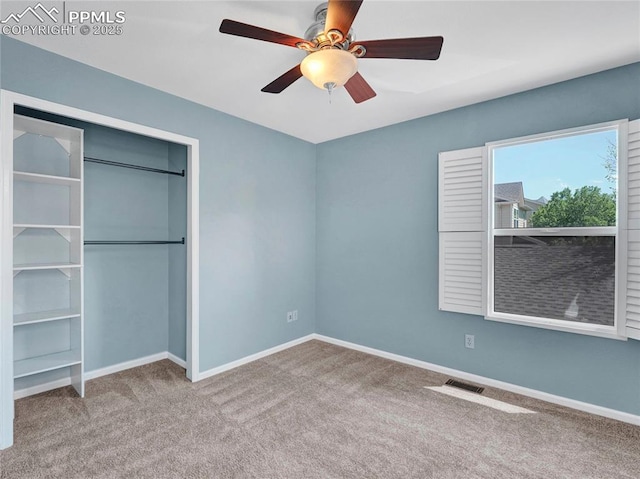 2209 Gilpin Ave, Colorado Springs, CO 80910 - unfurnished bedroom featuring carpet floors, baseboards, a closet, and a ceiling fan