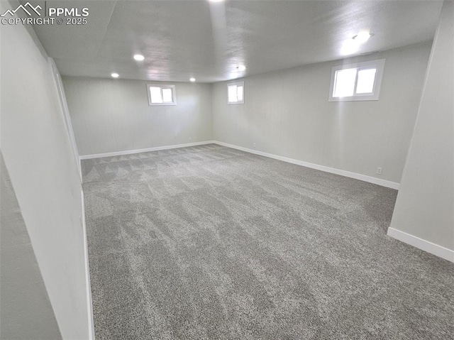 910 Dunston St, Colorado Springs, CO 80907 - below grade area featuring carpet flooring, baseboards, and recessed lighting