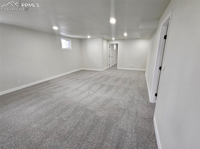 910 Dunston St, Colorado Springs, CO 80907 - below grade area with recessed lighting, carpet flooring, and baseboards
