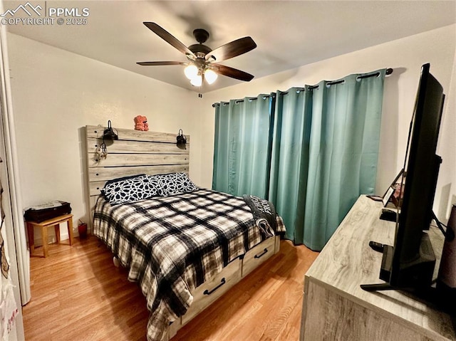 1701 Jerry Murphy Rd, Pueblo, CO 81001 - bedroom featuring light wood-style floors and ceiling fan