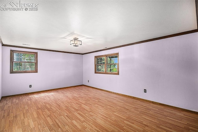 7210 Antelope Ln, Colorado Springs, CO 80920 - empty room with ornamental molding, light wood finished floors, healthy amount of natural light, and baseboards