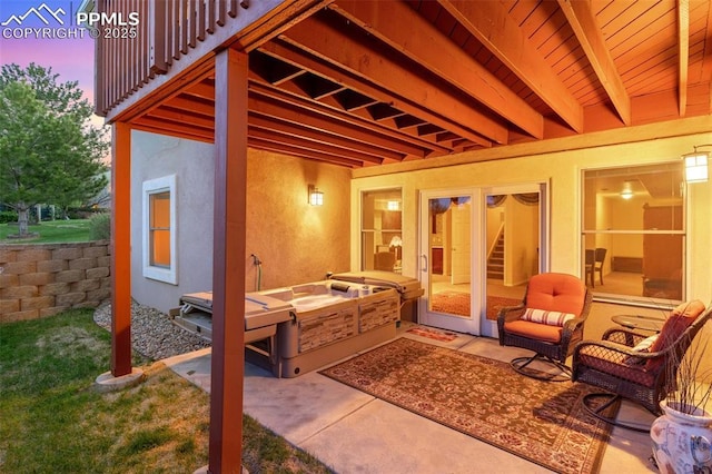 2744 La Strada Grande Hts, Colorado Springs, CO 80906 - patio terrace at dusk with a patio