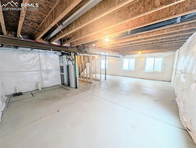 basement with water heater