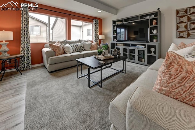 7367 Cornice Pt, Colorado Springs, CO 80923 - living area with wood finished floors, recessed lighting, and baseboards