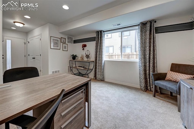 7367 Cornice Pt, Colorado Springs, CO 80923 - office area with carpet floors, baseboards, and recessed lighting
