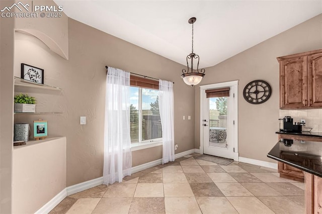 20097 Royal Troon Dr, Monument, CO 80132 - doorway to outside with baseboards and lofted ceiling