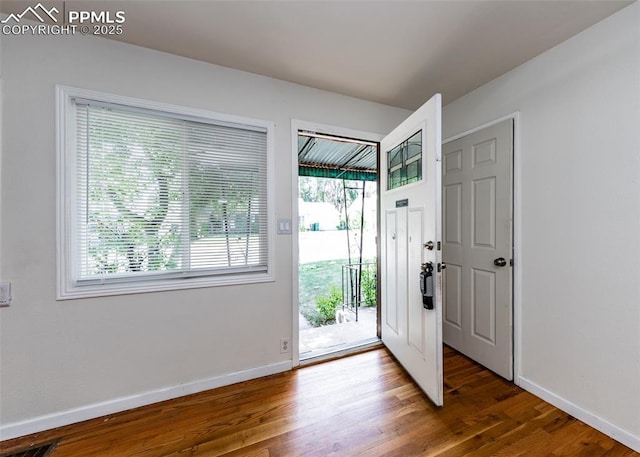1036 Florence Ave, Colorado Springs, CO 80905 - foyer with plenty of natural light, wood finished floors, and baseboards