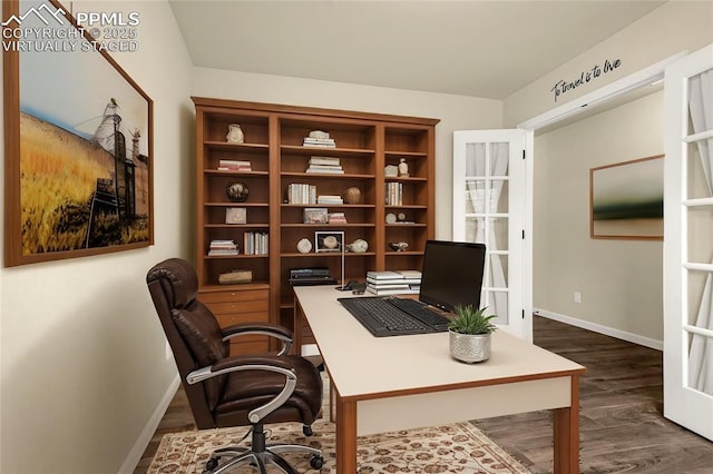 4479 Hessite Loop, Colorado Springs, CO 80938 - home office with baseboards and dark wood-style flooring
