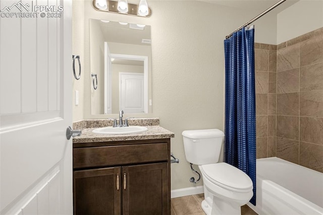 4473 Hessite Loop, Colorado Springs, CO 80938 - bathroom featuring toilet, vanity, and shower / bath combination with curtain