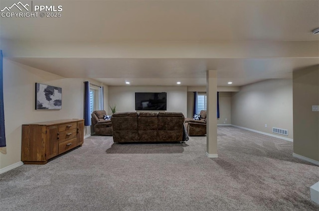 6752 Red Cardinal Loop, Colorado Springs, CO 80908 - carpeted living room with baseboards and recessed lighting