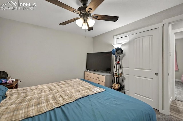 1033 Mt Werner Cir, Colorado Springs, CO 80905 - carpeted bedroom featuring a ceiling fan