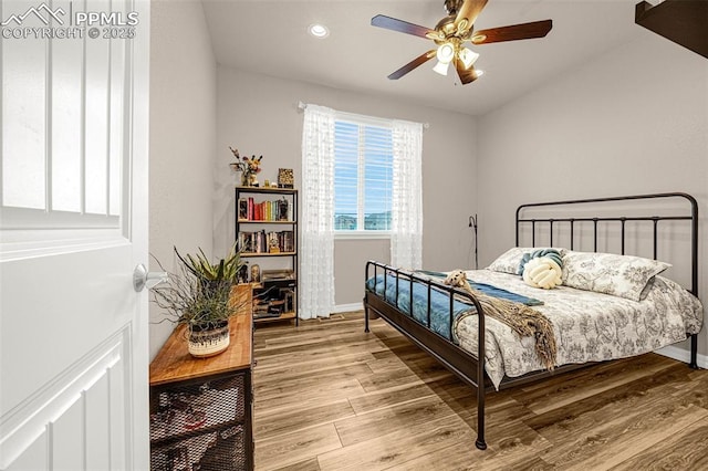 10282 Mt Lincoln Dr, Peyton, CO 80831 - bedroom with light wood-type flooring, recessed lighting, baseboards, and a ceiling fan