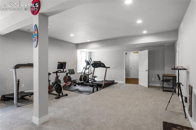 8674 Tranquil Knoll Ln, Colorado Springs, CO 80927 - workout area featuring recessed lighting, baseboards, and carpet floors