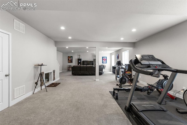 8674 Tranquil Knoll Ln, Colorado Springs, CO 80927 - workout area featuring recessed lighting, light carpet, and baseboards