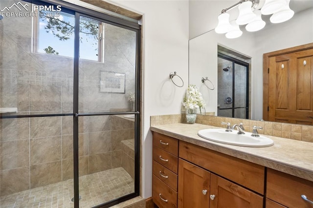 1230 Cottontail Trl, Woodland Park, CO 80863 - bathroom with a shower stall and vanity