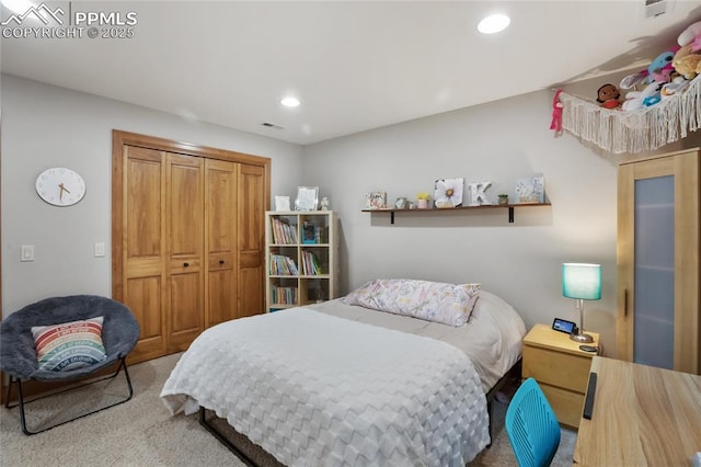 1230 Cottontail Trl, Woodland Park, CO 80863 - bedroom with carpet flooring, recessed lighting, and a closet