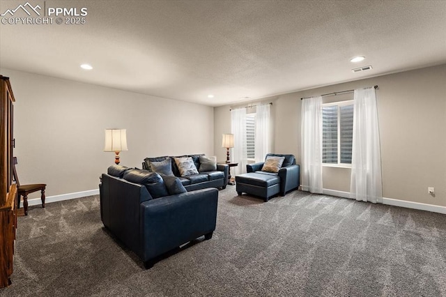 7890 Treehouse Ter, Fountain, CO 80817 - living room with carpet floors, recessed lighting, and a textured ceiling