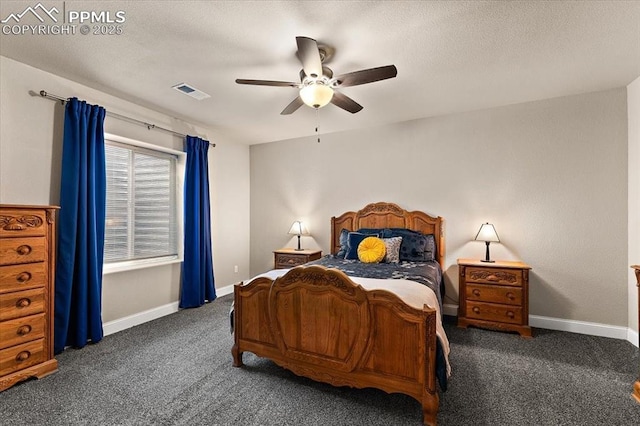 7890 Treehouse Ter, Fountain, CO 80817 - carpeted bedroom featuring ceiling fan and a textured ceiling