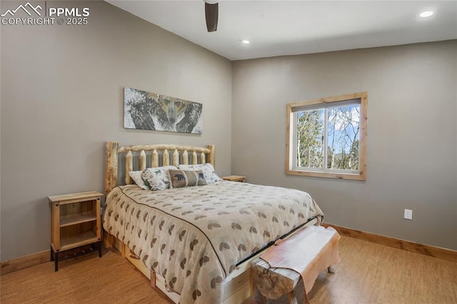 2747 County Road 61, Cripple Creek, CO 80813 - bedroom with baseboards, recessed lighting, light wood finished floors, and ceiling fan