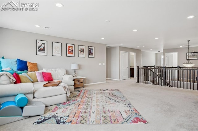 3197 Cool Meadow Pl, Castle Rock, CO 80104 - living area with carpet, recessed lighting, and baseboards