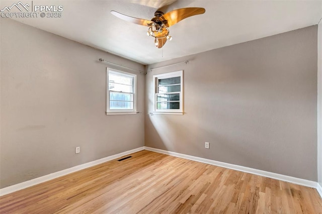 717 W Monroe St, Colorado Springs, CO 80907 - unfurnished room featuring baseboards, wood finished floors, and ceiling fan