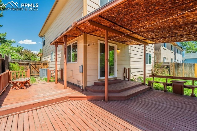 1559 Sausalito Dr, Colorado Springs, CO 80907 - deck featuring a fenced backyard and central AC unit