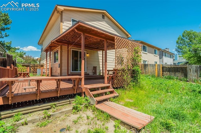 1559 Sausalito Dr, Colorado Springs, CO 80907 - back of property featuring a fenced backyard and a deck